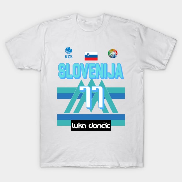 Luka Doncic Slovenija Fan Design T-Shirt by darklordpug
